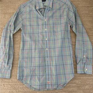Vineyard Vines Light Blue Plaid Button-Down Shirt with Red and Yellow Accents